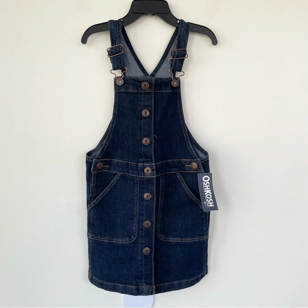 NWT OshKosh B'gosh Girls Denim Skirtall - Blue Dark Wash Denim 6/6x $44